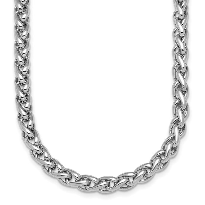 925 Sterling Silver 6mm Spiga Wheat Link Chain Necklace