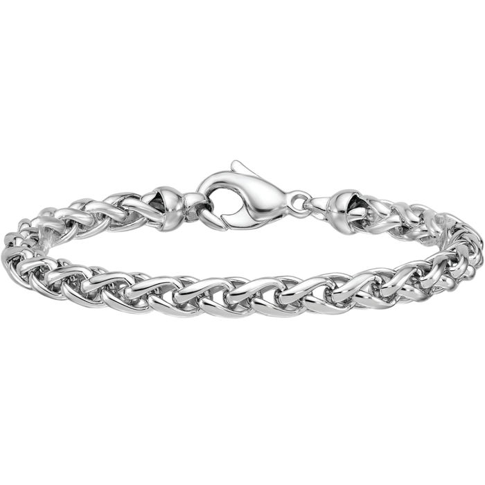 925 Sterling Silver 6mm Spiga Wheat Link Chain Bracelet