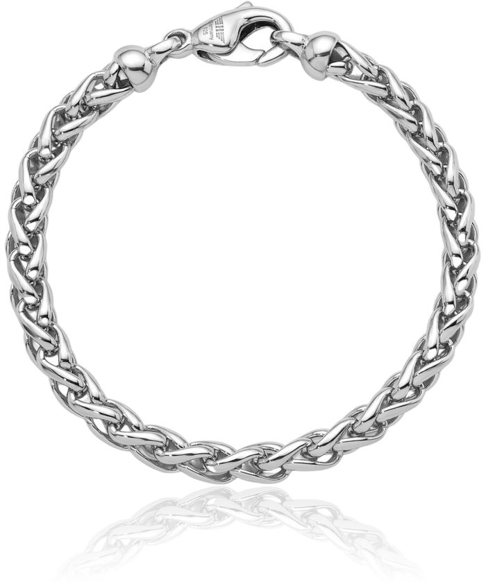 925 Sterling Silver 6mm Spiga Wheat Link Chain Bracelet