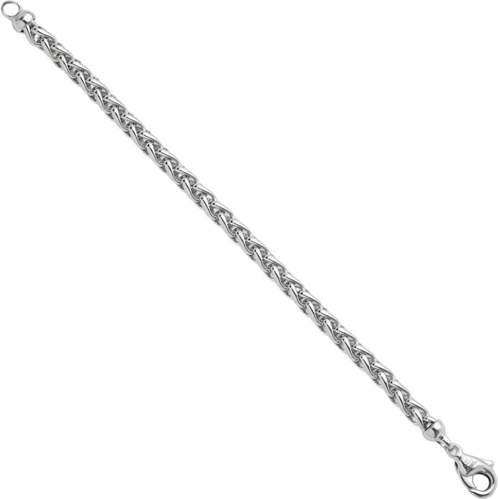 925 Sterling Silver 6mm Spiga Wheat Link Chain Bracelet