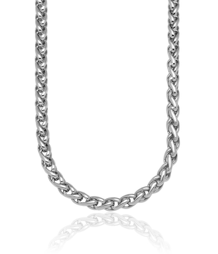 925 Sterling Silver 6mm Spiga Wheat Link Chain Necklace