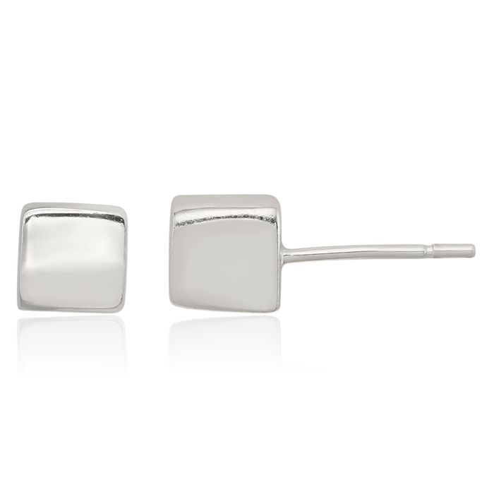 925 Sterling Silver 6mm Square Cube Stud Earrings