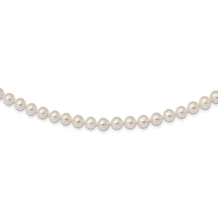 925 Sterling Silver 6mm White Near Round Freshwater Cultured Pearl Necklace Chain