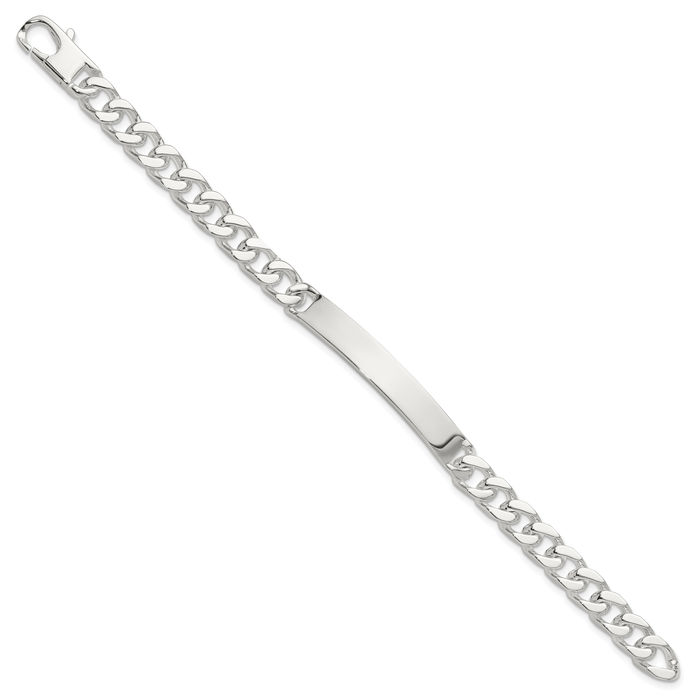 925 Sterling Silver Curb Link Name Bar Identification ID Bracelet