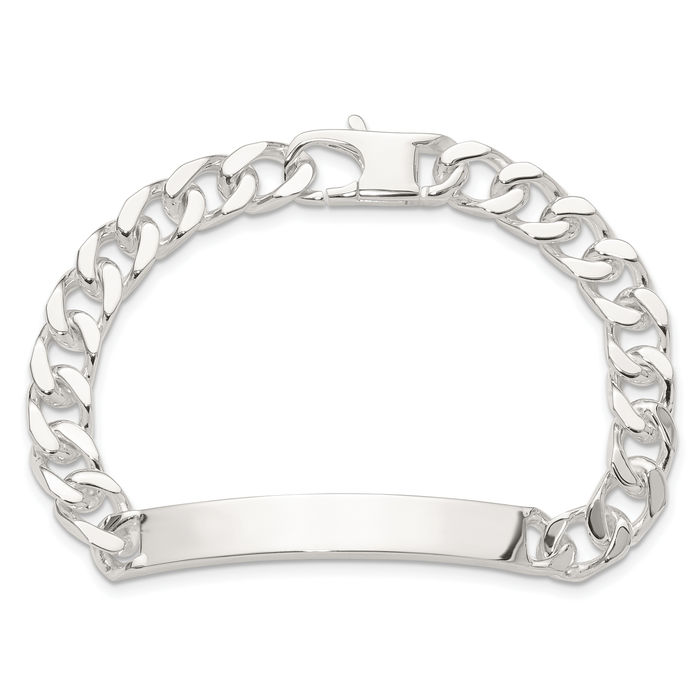 925 Sterling Silver Curb Link Name Bar Identification ID Bracelet