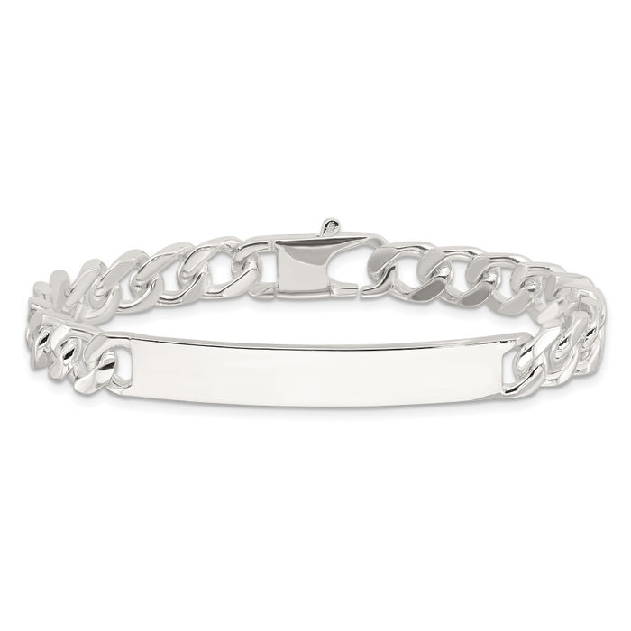 925 Sterling Silver Curb Link Name Bar Identification ID Bracelet