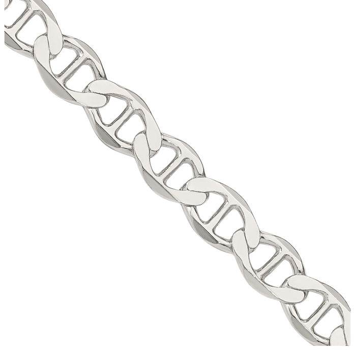 925 Sterling Silver 7.1mm Anchor Mariner Link Chain Necklace