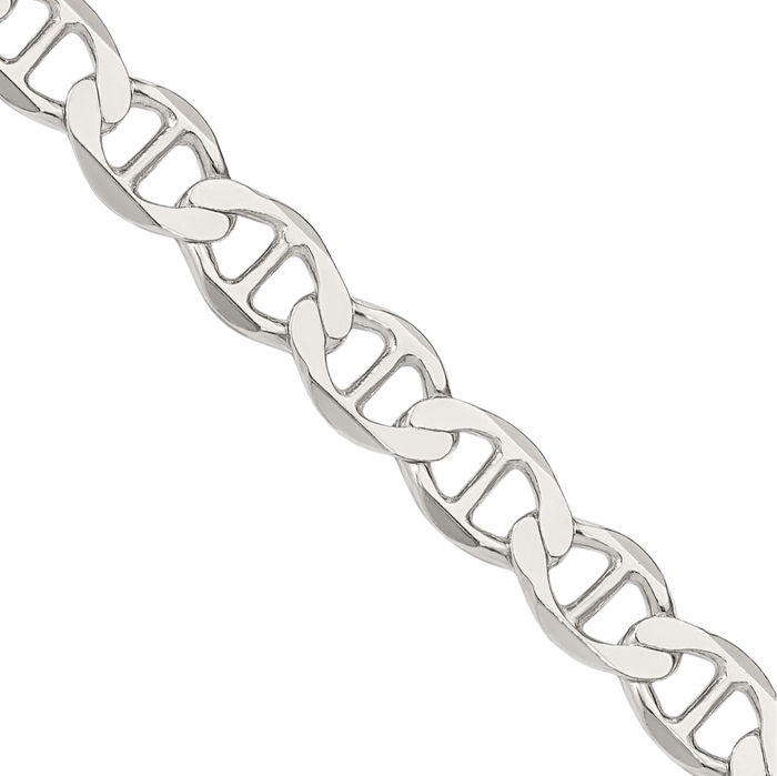 925 Sterling Silver 7.1mm Anchor Mariner Link Chain Necklace