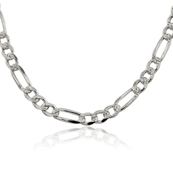 925 Sterling Silver 7.25mm Figaro Link Chain Necklace