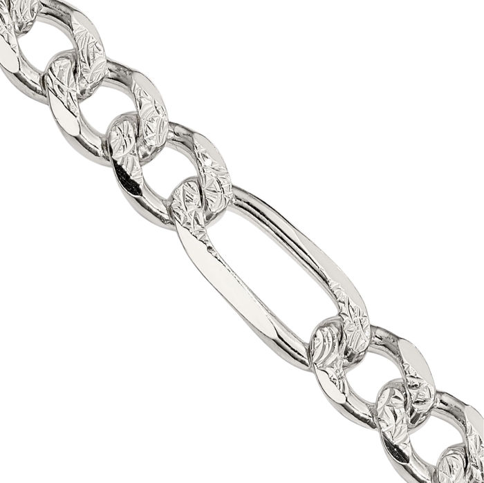 925 Sterling Silver 7.25mm Figaro Link Chain Necklace