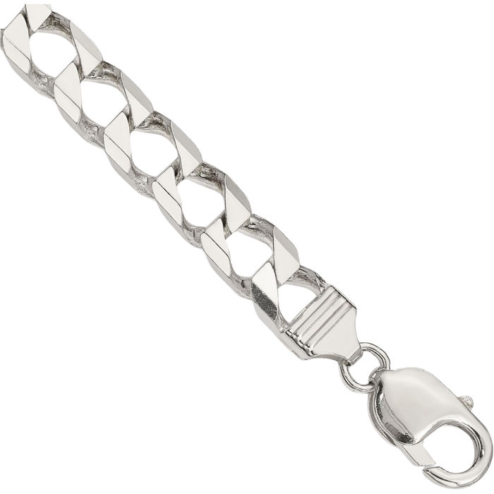 925 Sterling Silver 7.2mm Square Curb Link Chain Bracelet