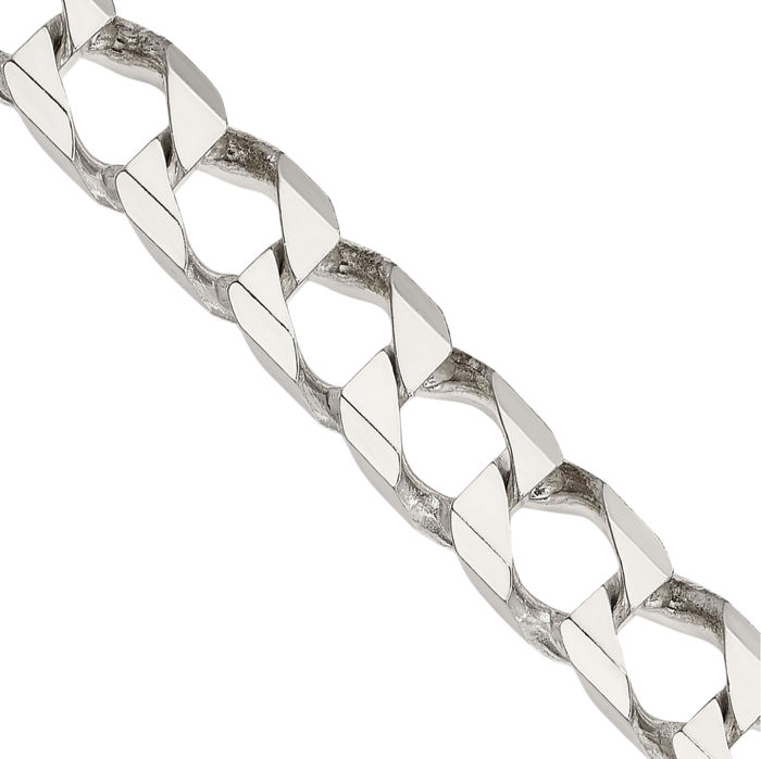925 Sterling Silver 7.2mm Square Curb Link Chain Necklace