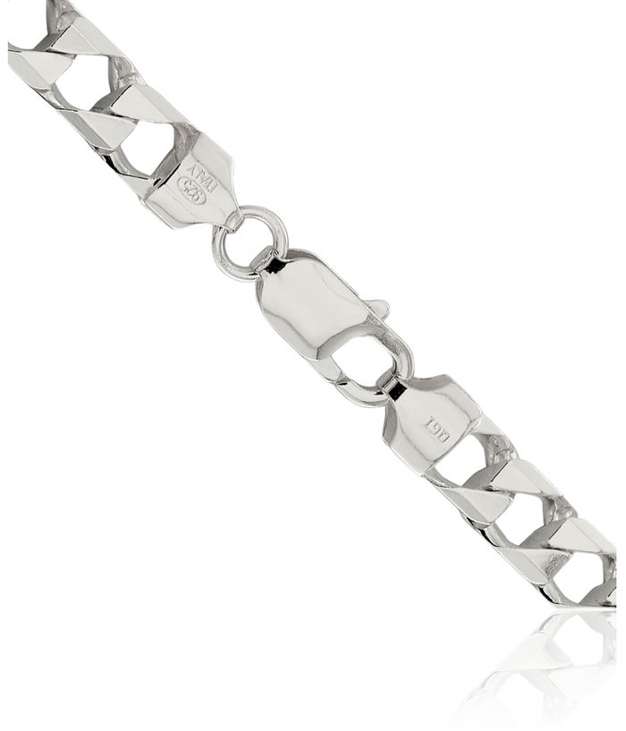 925 Sterling Silver 7.2mm Square Curb Link Chain Necklace