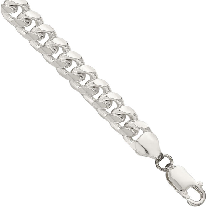 925 Sterling Silver 7.35mm Side Curb Link Chain Bracelet