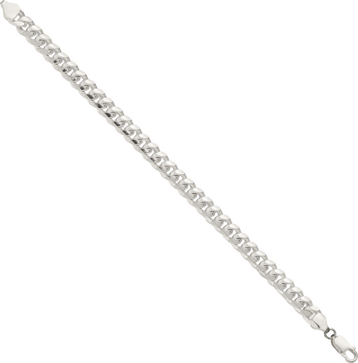 925 Sterling Silver 7.35mm Side Curb Link Chain Bracelet