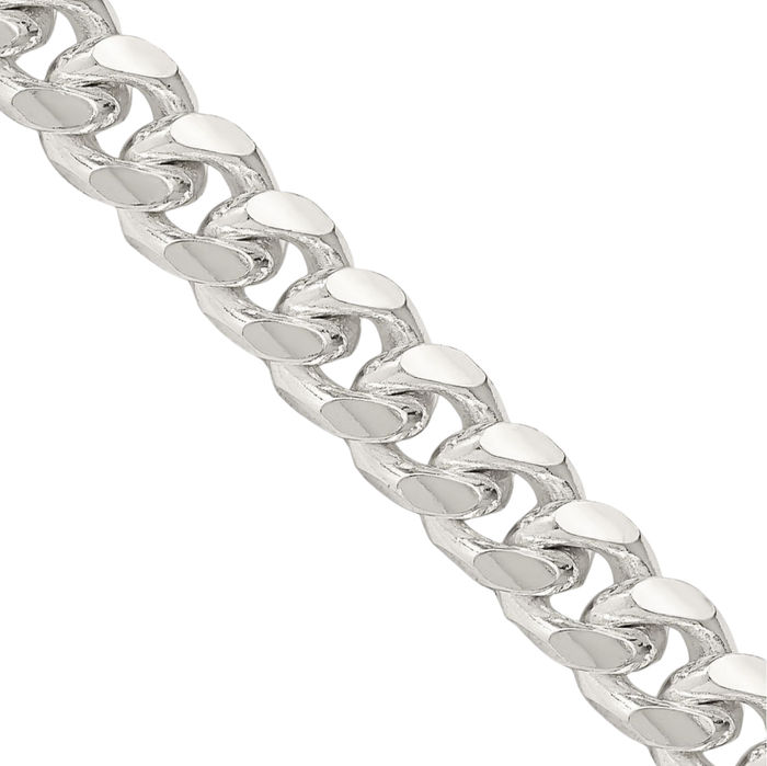 925 Sterling Silver 7.35mm Side Curb Link Chain Necklace