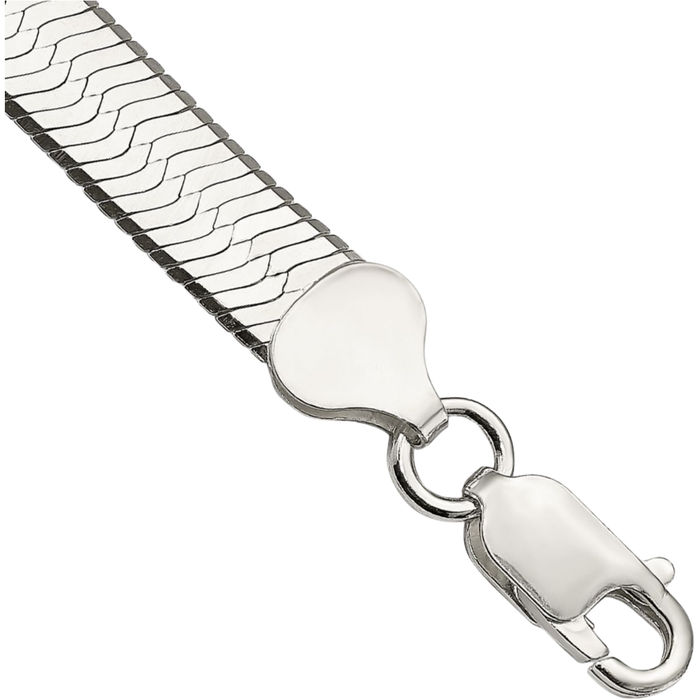 925 Sterling Silver 7.3mm Herringbone Chain Bracelet