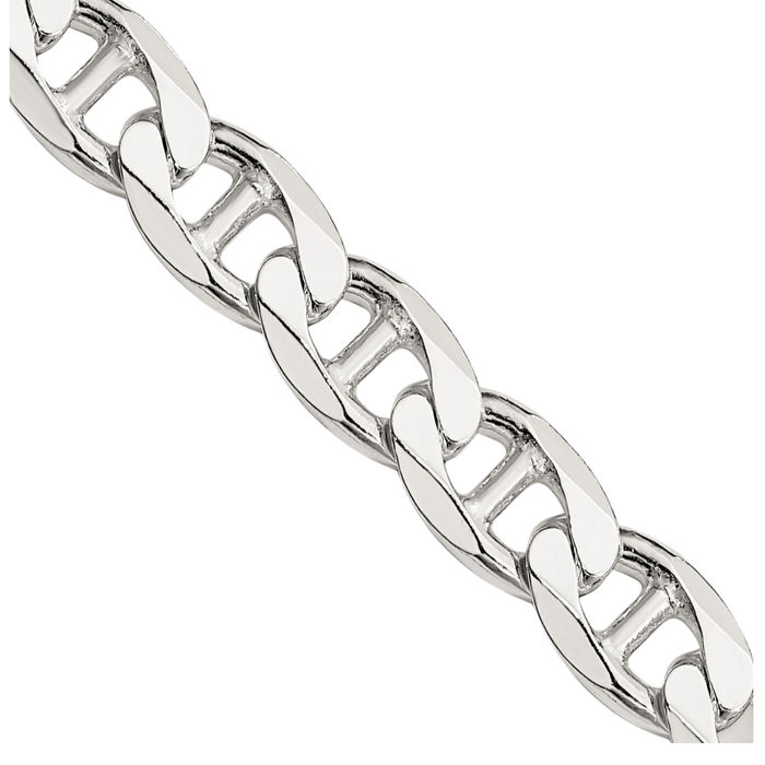 925 Sterling Silver 7.4mm Anchor Mariner Curb Link Chain Necklace