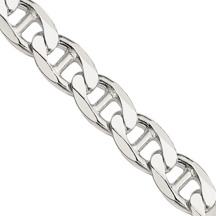 925 Sterling Silver 7.4mm Anchor Mariner Curb Link Chain Necklace