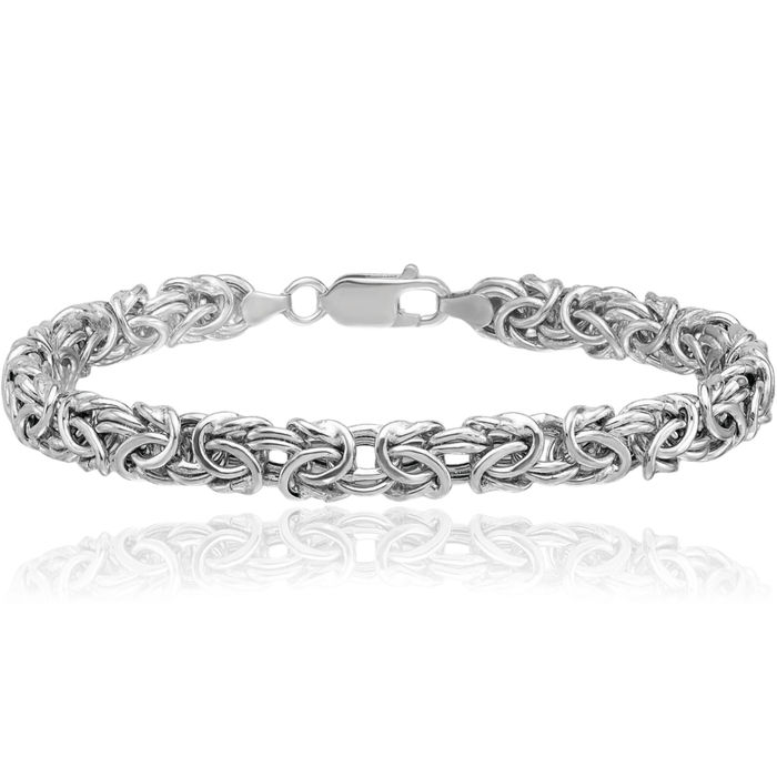 925 Sterling Silver 7.5mm Byzantine Chain Bracelet