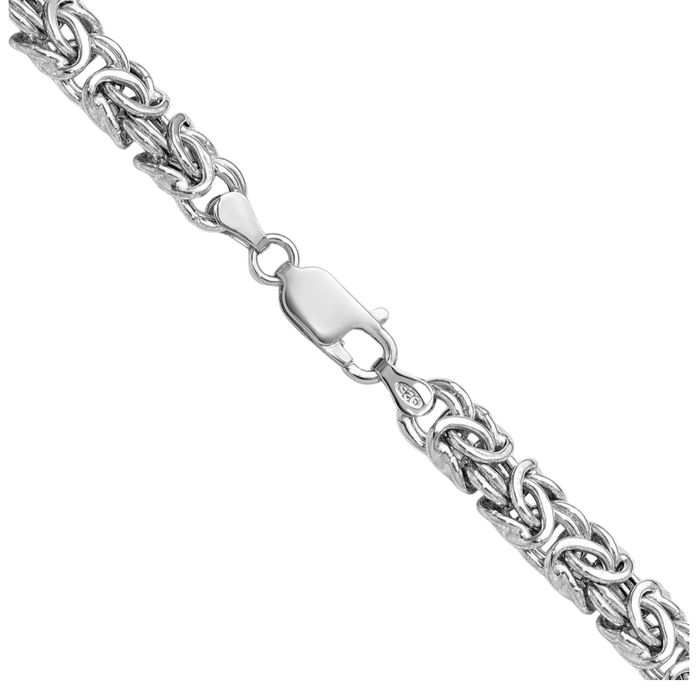 925 Sterling Silver 7.5mm Byzantine Chain Necklace