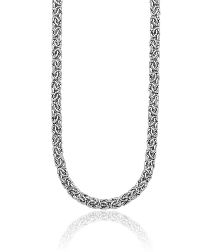 925 Sterling Silver 7.5mm Byzantine Chain Necklace