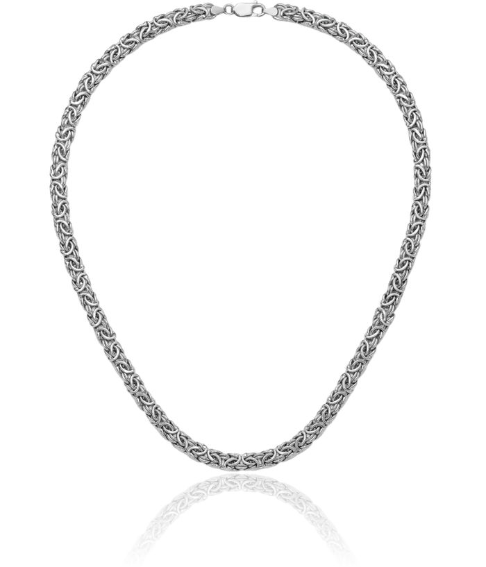 925 Sterling Silver 7.5mm Byzantine Chain Necklace