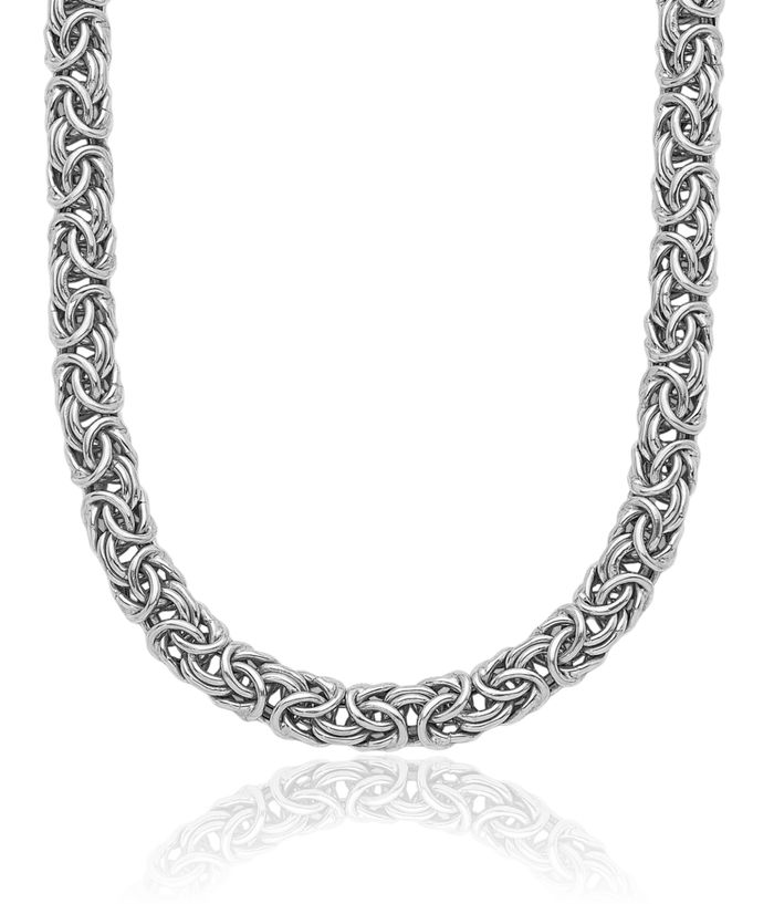 925 Sterling Silver 7.5mm Byzantine Chain Necklace