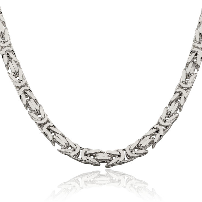 925 Sterling Silver 7.5mm Byzantine Link Chain Necklace