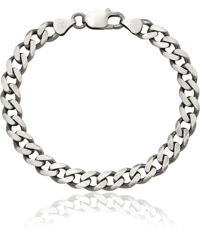 925 Sterling Silver Vintage 7.5mm Curb Link Chain Bracelet