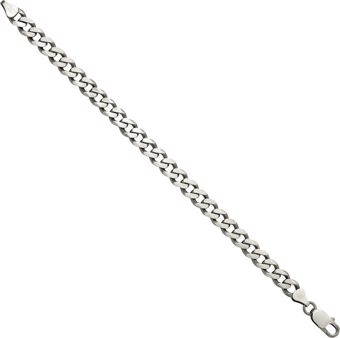 925 Sterling Silver Vintage 7.5mm Curb Link Chain Bracelet