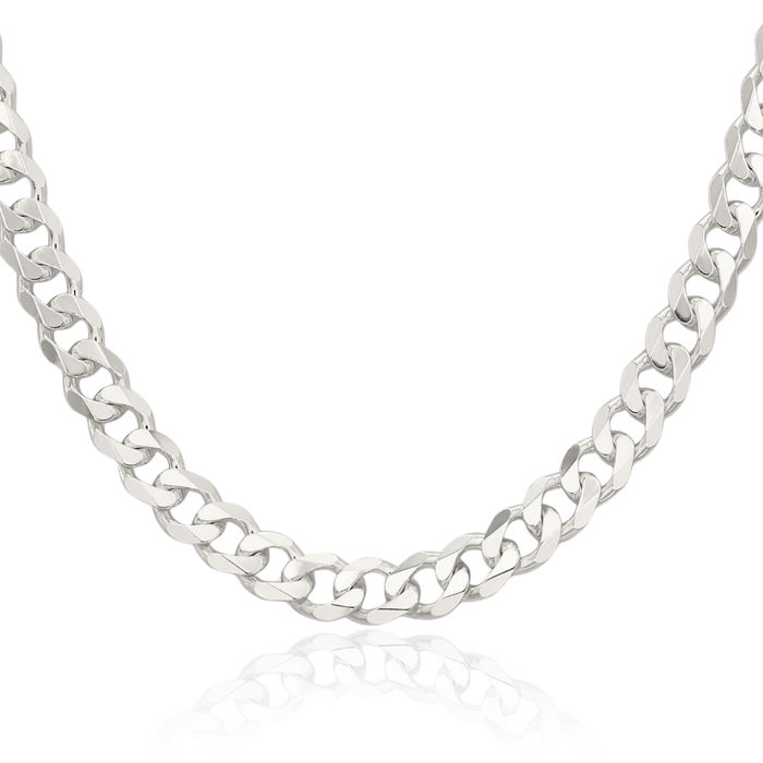 925 Sterling Silver 7.5mm Curb Link Chain Necklace