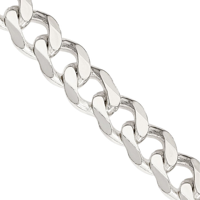 925 Sterling Silver 7.5mm Curb Link Chain Necklace