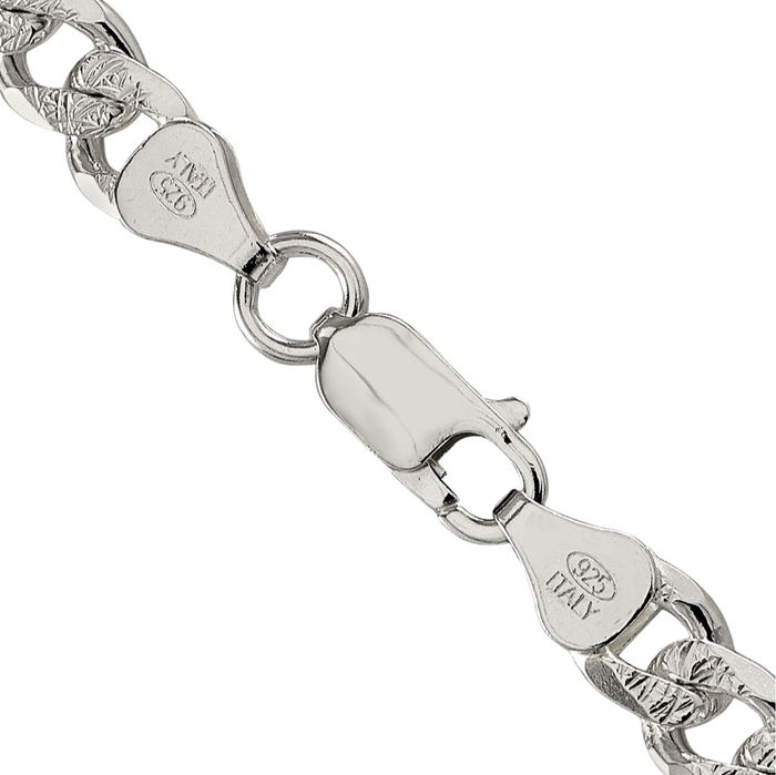 925 Sterling Silver 7.5mm Curb Link Chain Necklace