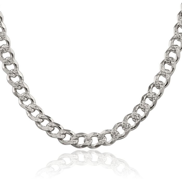 925 Sterling Silver 7.5mm Curb Link Chain Necklace