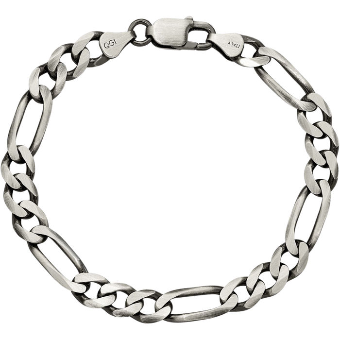 925 Sterling Silver Vintage 7.5mm Figaro Link Chain Bracelet