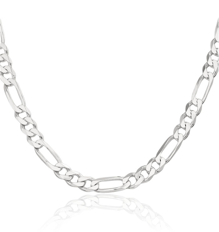 925 Sterling Silver 7.5mm Figaro Link Chain Necklace