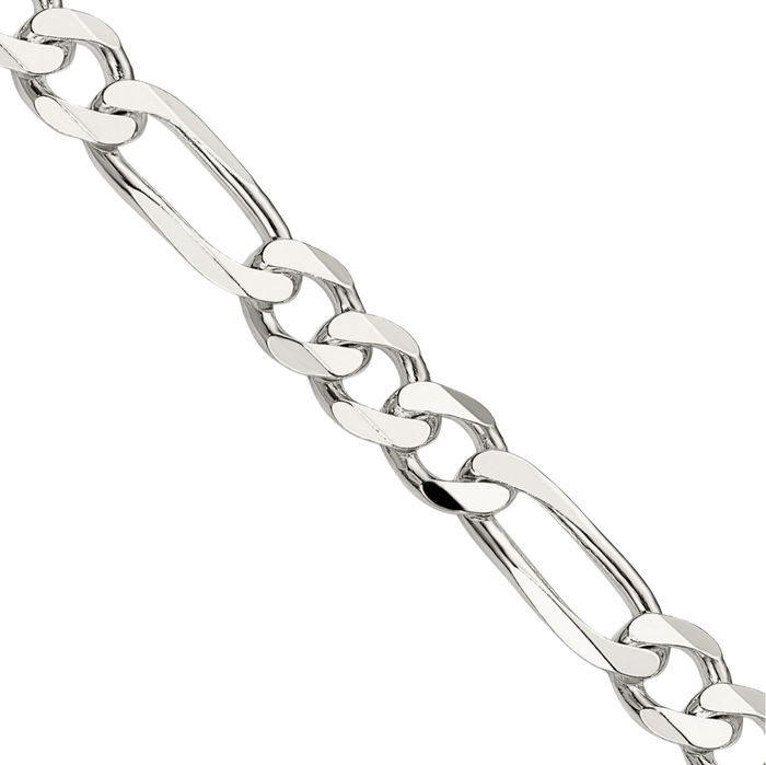 925 Sterling Silver 7.5mm Figaro Link Chain Necklace