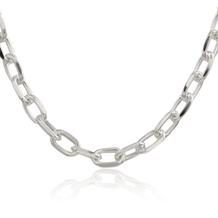 925 Sterling Silver 7.5mm Long Cable Rolo Link Chain Belcher Necklace