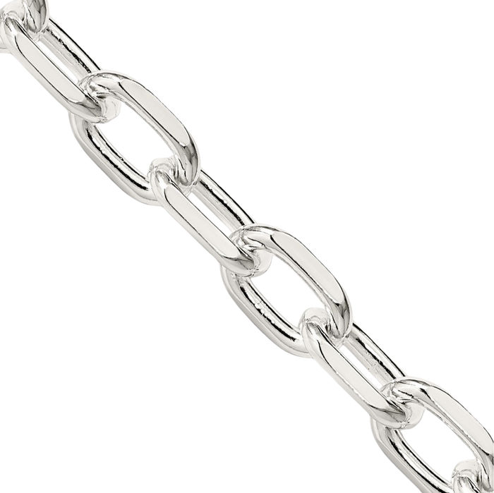 925 Sterling Silver 7.5mm Long Cable Rolo Link Chain Belcher Necklace