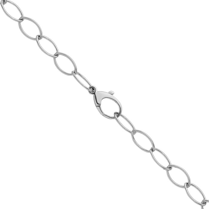 925 Sterling Silver 7.5mm Oval Cable Rolo Link Chain Belcher Necklace