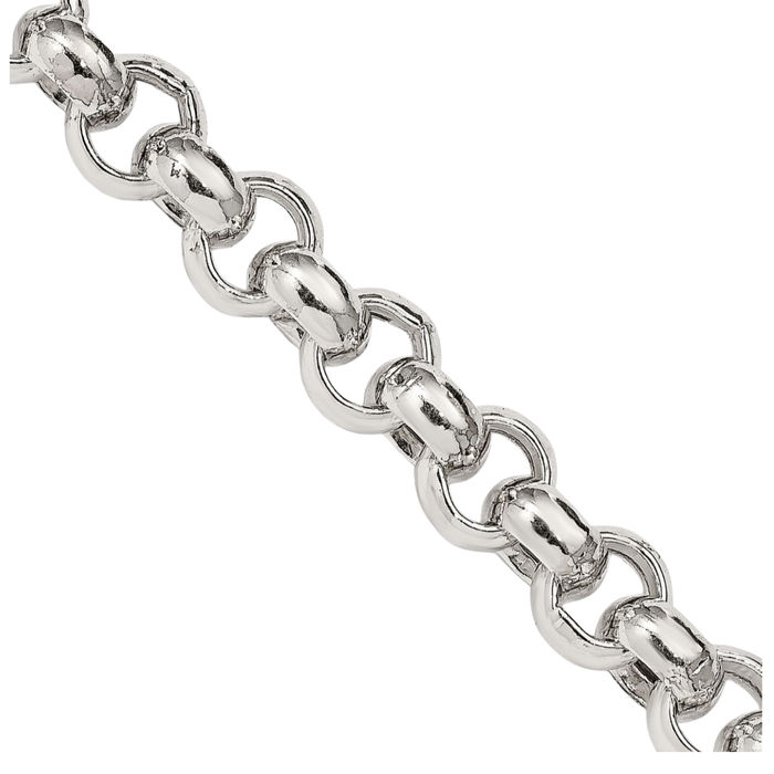 925 Sterling Silver 7.75mm Cable Rolo Link Chain Belcher Necklace