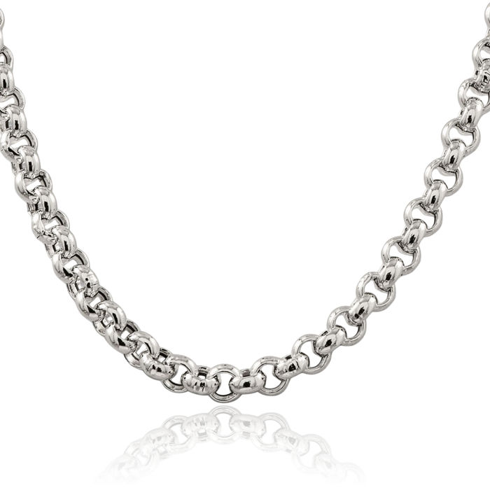 925 Sterling Silver 7.75mm Cable Rolo Link Chain Belcher Necklace