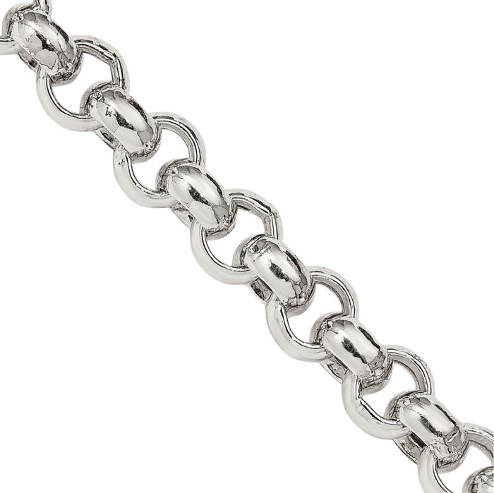 925 Sterling Silver 7.75mm Cable Rolo Link Chain Belcher Necklace