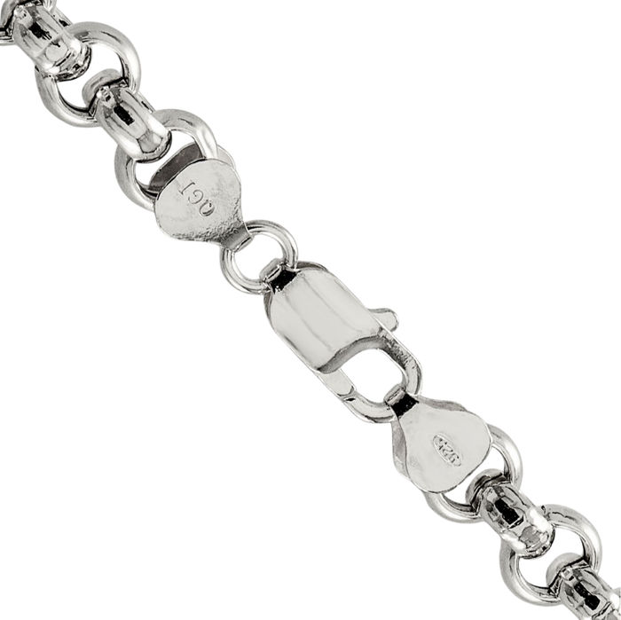 925 Sterling Silver 7.75mm Cable Rolo Link Chain Belcher Necklace