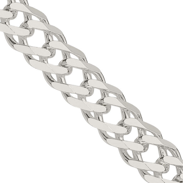 925 Sterling Silver 7.75mm 6 Side Double Curb Link Chain Necklace