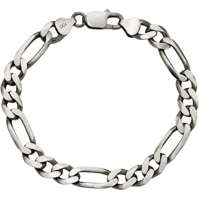 925 Sterling Silver Vintage 7.75mm Figaro Link Chain Bracelet