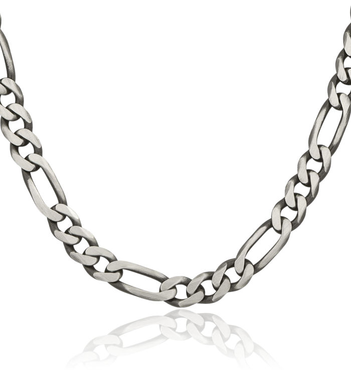 925 Sterling Silver Vintage 7.75mm Figaro Link Chain Necklace