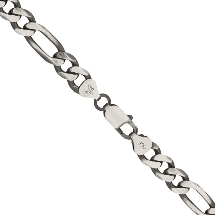 925 Sterling Silver Vintage 9mm Figaro Link Chain Necklace