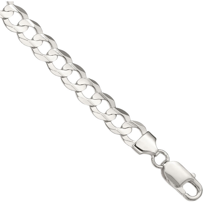 925 Sterling Silver 7.8mm Concave Curb Link Chain Bracelet